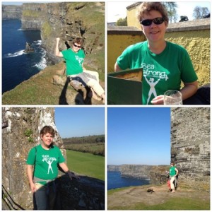 Former co-worker Sue Greene wearing BeaStrong t- shirt in Ireland. Priceless! 